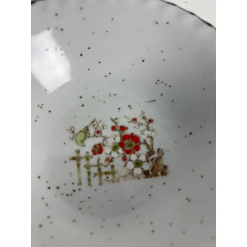 Vintage Otagiri Japan Floral Speckled Stoneware Pair 2 Cereal Bowls Replacement